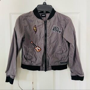 HUDSON girls grey rockstar let’s rock patchwork cropped jacket Size 7